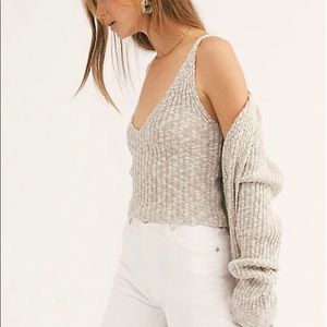 Free People Rib Knit tank and cardigan set